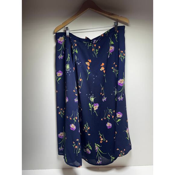 Talbots Women’s Sz 12 Knee Length Navy Blue Floral Spring Lined A Line Easter - Picture 3 of 7